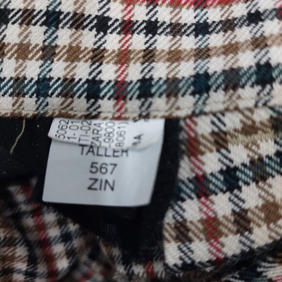 ZARA Wide-Leg Pants, Multi-Check, With Waist Ribbon, Size S - Picture 4 of 8